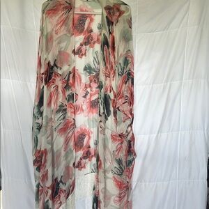 Mix It Fringed Viscose Floral Cardigan One Size
